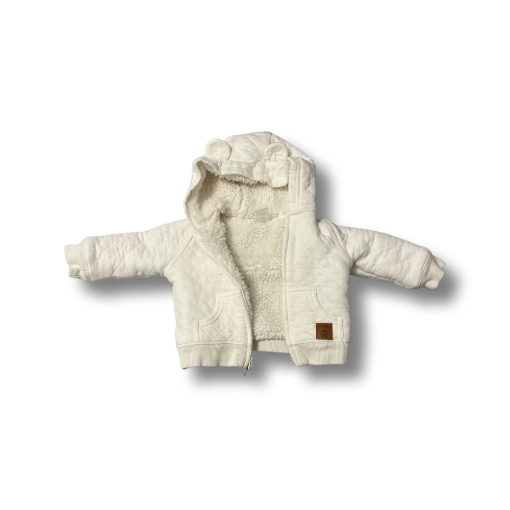 Simple Joy’s by Carters Babies Hooded Sweater Jacket with Sherpa Lining - Picture 2 of 4